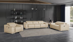9762 DivanItalia Beige 6-Piece Modular Power Reclining Sofa Loveseat and Chair Set 6 Recliners Top Grain Italian Leather