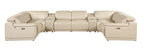 9762 DivanItalia Beige 8-Piece Sectional – Top Grain Italian Leather with 2 Power Recliners and 2 Consoles