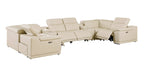 9762 DivanItalia Beige 8-Piece Sectional – Top Grain Italian Leather with 4 Power Recliners and 2 Consoles