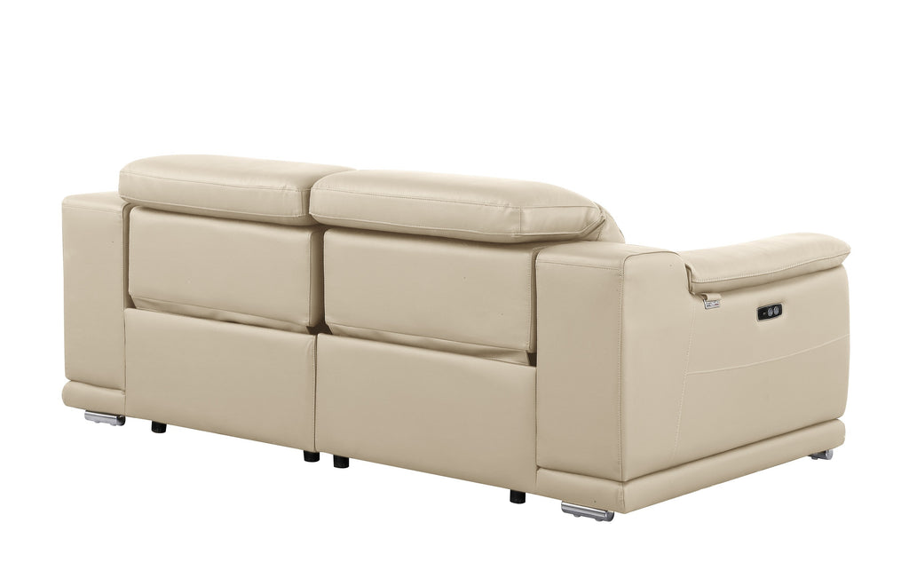 9762 DivanItalia Beige Top Grain Italian Leather Modular Loveseat