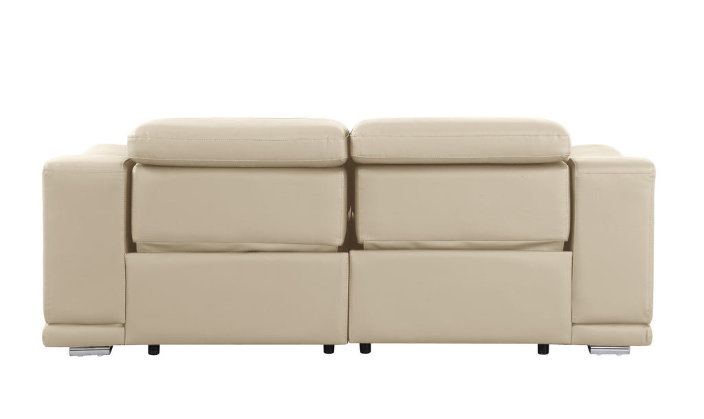 9762 DivanItalia Beige Top Grain Italian Leather Modular Loveseat