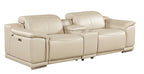 9762 DivanItalia Beige Modular Power Reclining Loveseat with Console – Top Grain Italian Leather