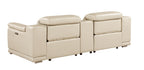 9762 DivanItalia Beige Modular Power Reclining Loveseat with Console – Top Grain Italian Leather