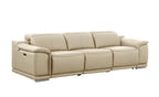 9762 DivanItalia Beige Top Grain Italian Leather Power Reclining Sofa with Dual Recliners