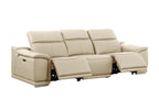 9762 DivanItalia Beige Top Grain Italian Leather Power Reclining Sofa with Dual Recliners