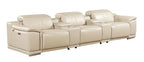 9762 DivanItalia Beige 5-Piece Modular Power Reclining Sofa – Top Grain Italian Leather