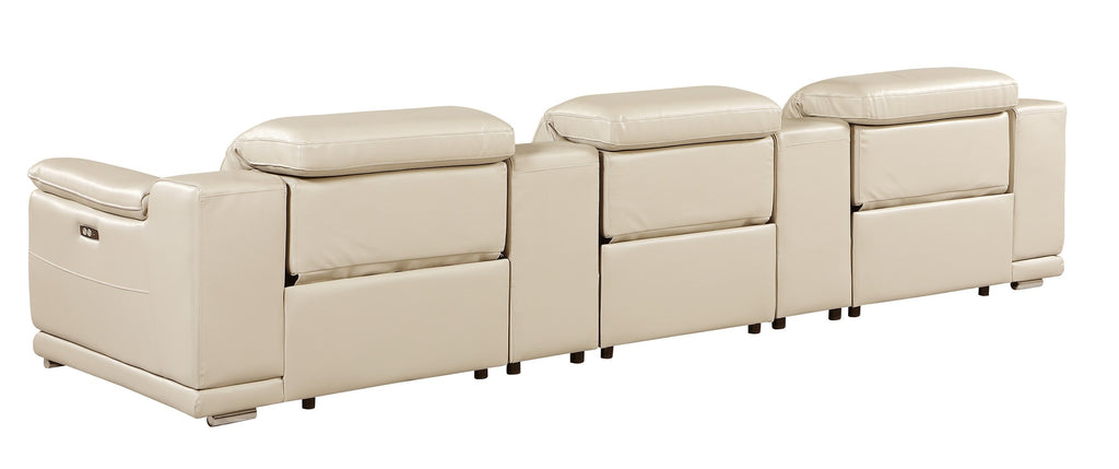 9762 DivanItalia Beige 5-Piece Modular Power Reclining Sofa – Top Grain Italian Leather