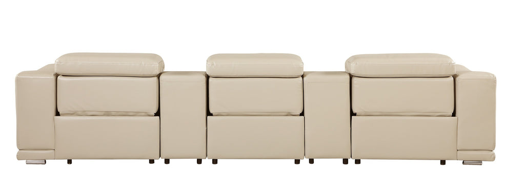 9762 DivanItalia Beige 5-Piece Modular Power Reclining Sofa – Top Grain Italian Leather