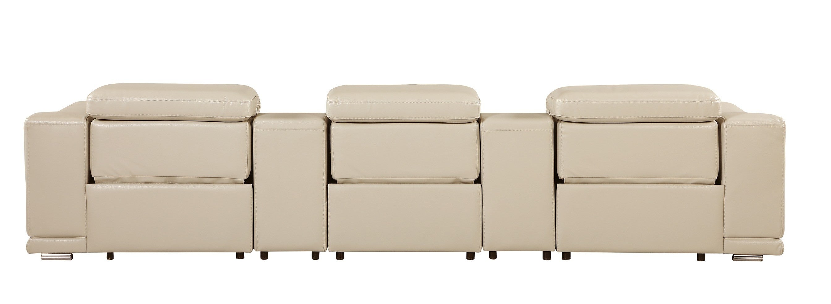 9762 DivanItalia Beige 5-Piece Modular Power Reclining Sofa – Top Grain Italian Leather