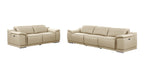 9762 DivanItalia Beige Modular Power Reclining Sofa and Loveseat Set in Top Grain Italian Leather