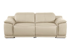 9762 DivanItalia Beige Modular Power Reclining Sofa and Loveseat Set in Top Grain Italian Leather