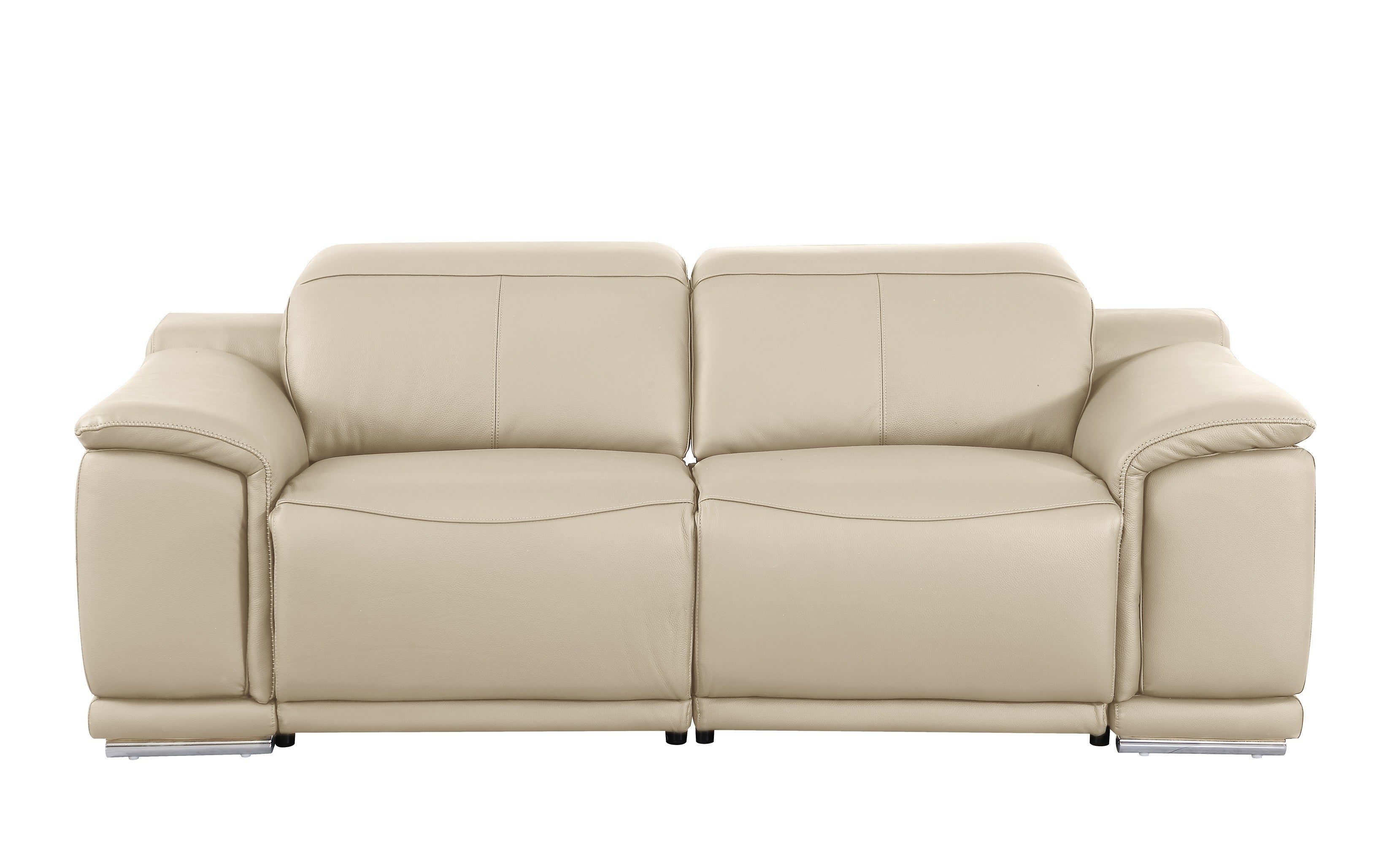 9762 DivanItalia Beige Modular Power Reclining Sofa and Loveseat Set in Top Grain Italian Leather