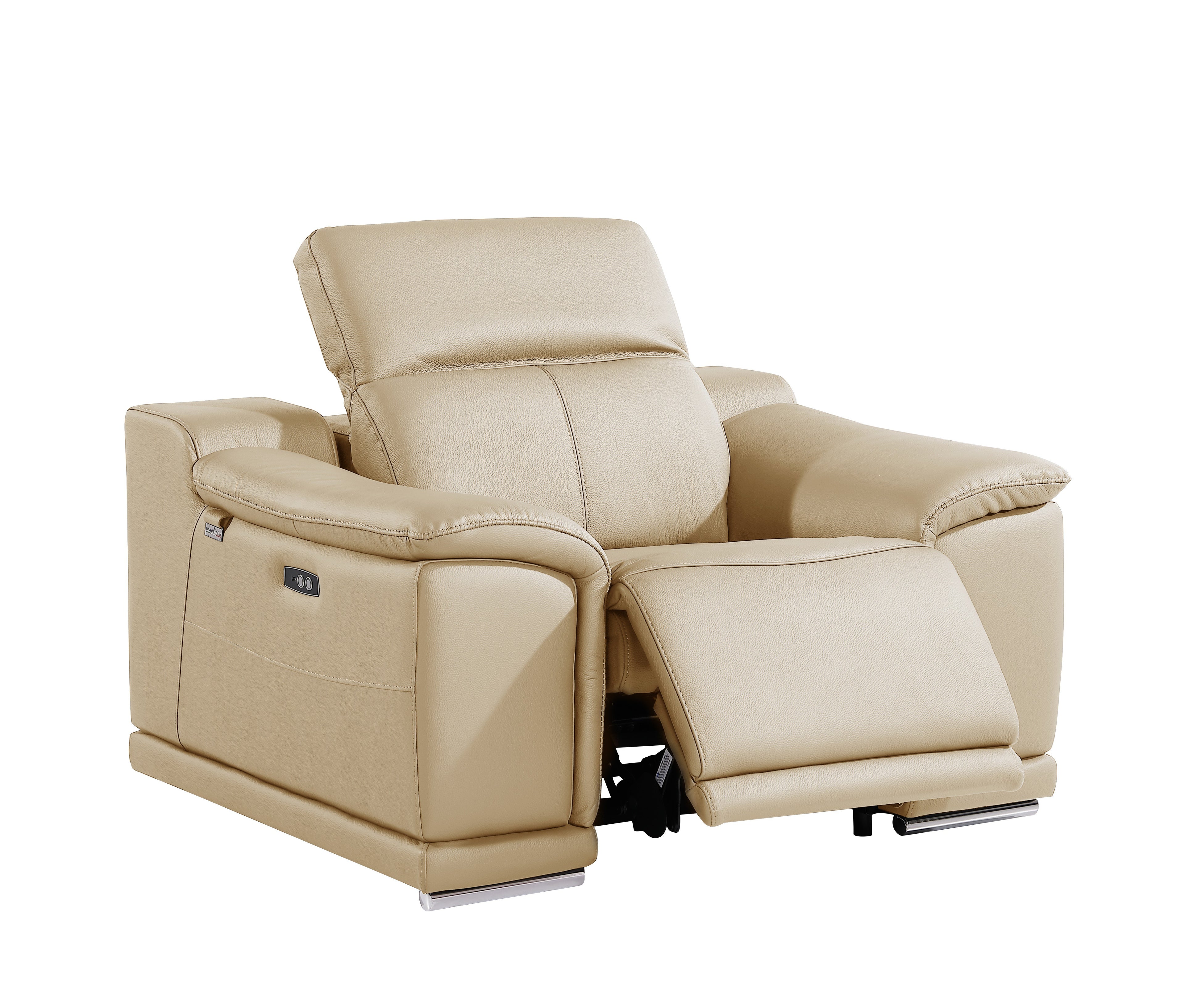 9762 DivanItalia Beige 6-Piece Modular Power Reclining Sofa Loveseat and Chair Set 6 Recliners Top Grain Italian Leather