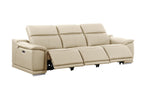 9762 DivanItalia Beige 6-Piece Modular Power Reclining Sofa Loveseat and Chair Set 6 Recliners Top Grain Italian Leather