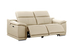 9762 DivanItalia Beige 6-Piece Modular Power Reclining Sofa Loveseat and Chair Set 6 Recliners Top Grain Italian Leather