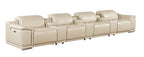 9762 DivanItalia Beige 7-Piece Modular Power Reclining Sofa – Top Grain Italian Leather