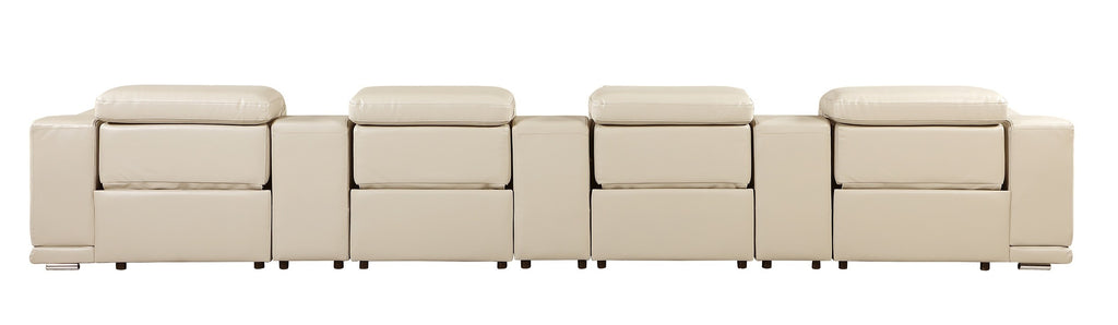 9762 DivanItalia Beige 7-Piece Modular Power Reclining Sofa – Top Grain Italian Leather