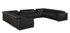 9762 DivanItalia Black 10-Piece Sectional – Top Grain Italian Leather with 4 Power Recliners and 2 Consoles