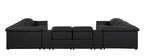 9762 DivanItalia Black 10-Piece Sectional – Top Grain Italian Leather with 4 Power Recliners and 2 Consoles