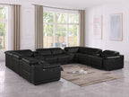 9762 DivanItalia Black 12-Piece Sectional – Top Grain Italian Leather with 4 Power Recliners and 4 Consoles