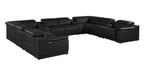 9762 DivanItalia Black 12-Piece Sectional – Top Grain Italian Leather with 4 Power Recliners and 4 Consoles