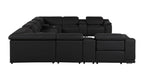 9762 DivanItalia Black 12-Piece Sectional – Top Grain Italian Leather with 4 Power Recliners and 4 Consoles