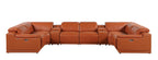 9762 DivanItalia Camel 8-Piece Sectional – Top Grain Italian Leather with 2 Power Recliners and 2 Consoles