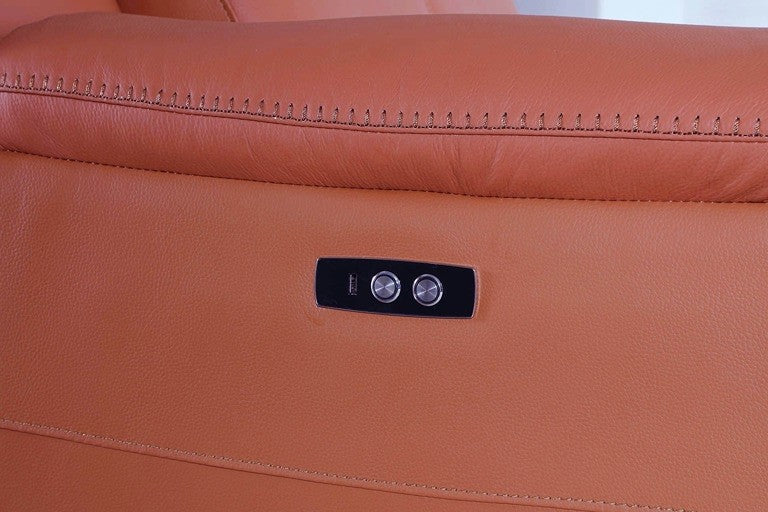 9762 DivanItalia Camel 12-Piece Sectional – Top Grain Italian Leather with 4 Power Recliners and 4 Consoles