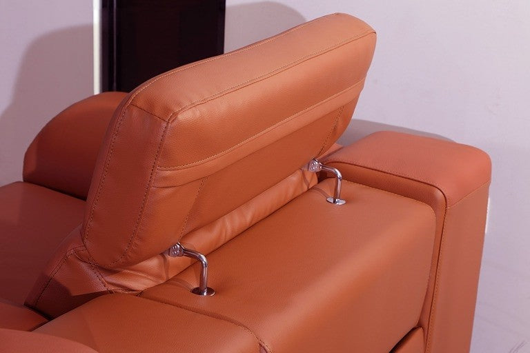 9762 DivanItalia Camel 12-Piece Sectional – Top Grain Italian Leather with 4 Power Recliners and 4 Consoles