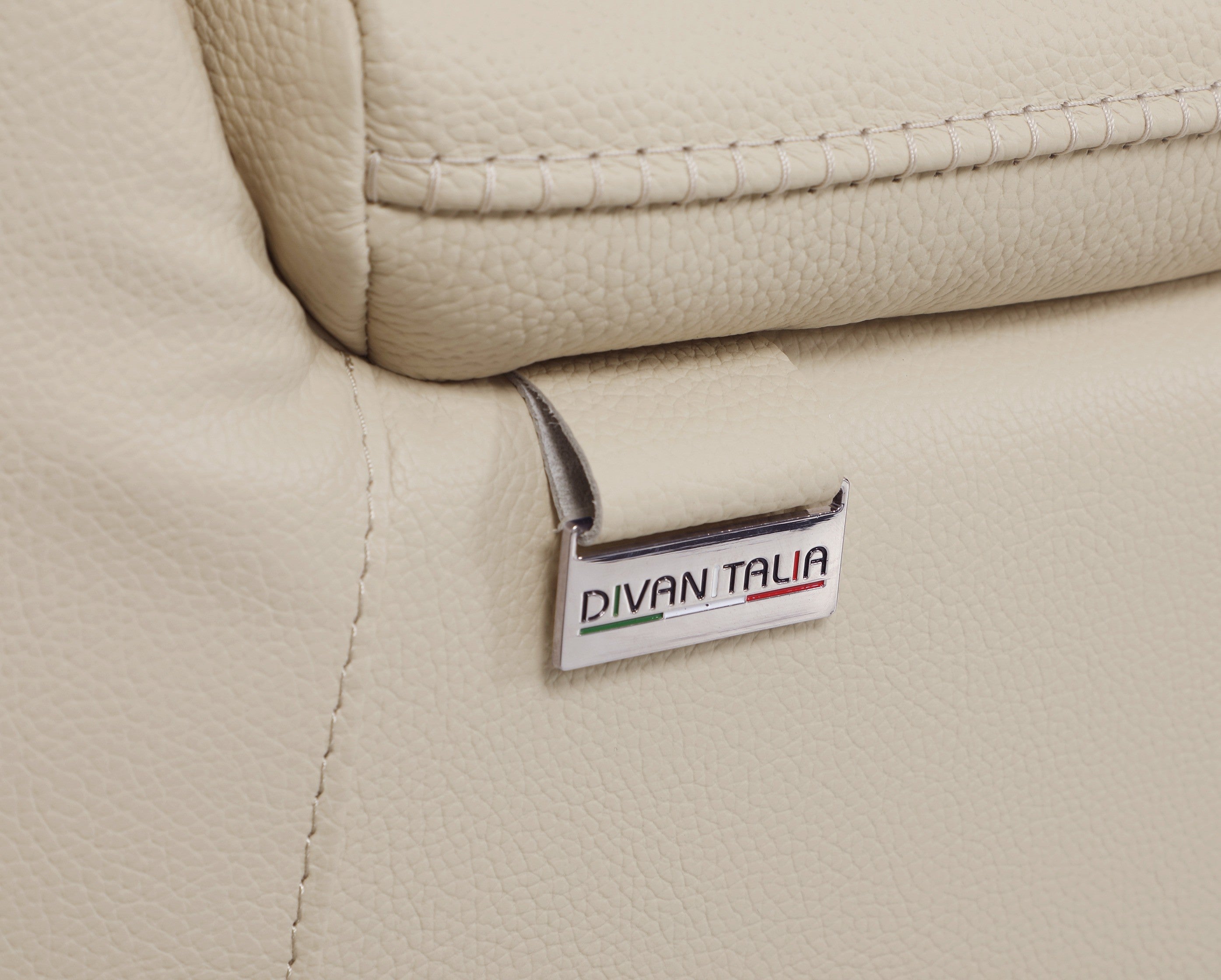 9762 DivanItalia Beige Top Grain Italian Leather Modular Loveseat