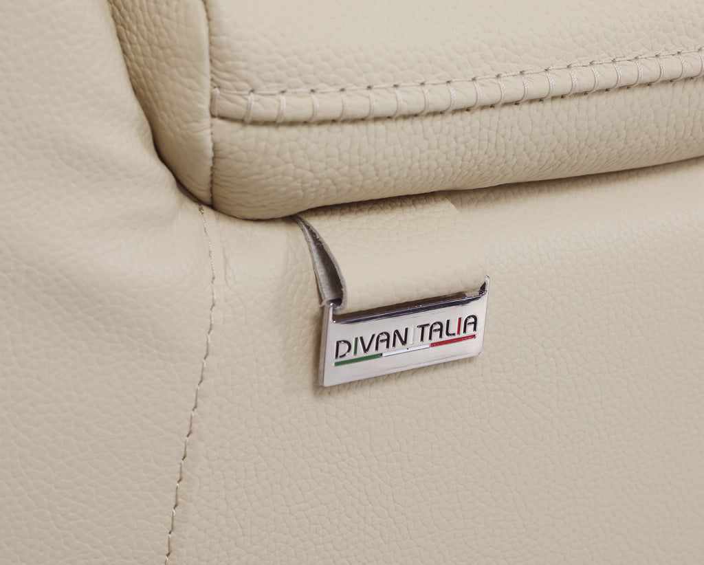 9762 DivanItalia Beige Modular Power Reclining Sofa and Loveseat Set in Top Grain Italian Leather