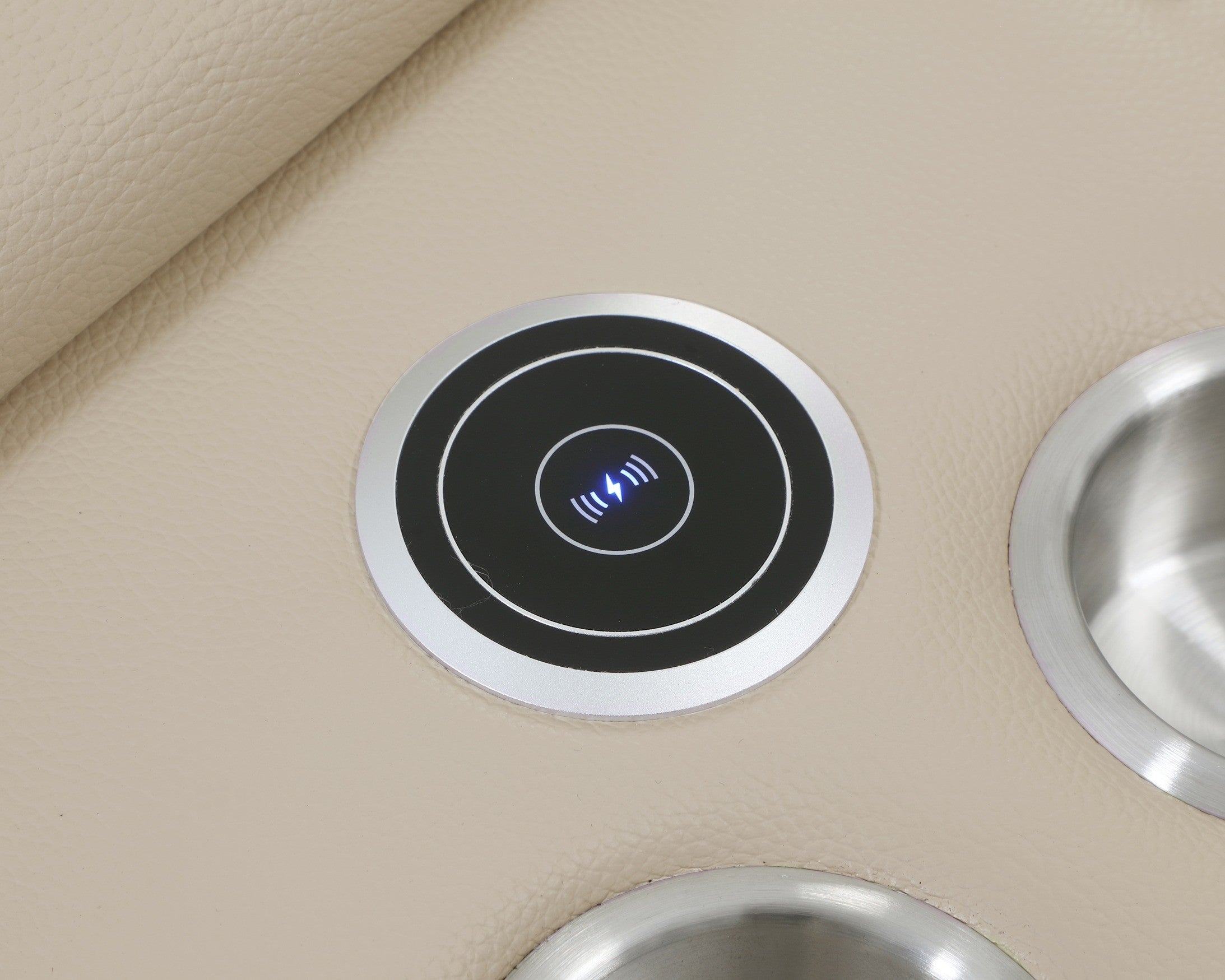 9762 DivanItalia Beige Modular Power Reclining Loveseat with Console – Top Grain Italian Leather