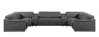 9762 DivanItalia Dark Gray 8-Piece Sectional – Top Grain Italian Leather with 4 Power Recliners and 2 Consoles