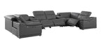9762 DivanItalia Dark Gray 8-Piece Sectional – Top Grain Italian Leather with 4 Power Recliners and 2 Consoles