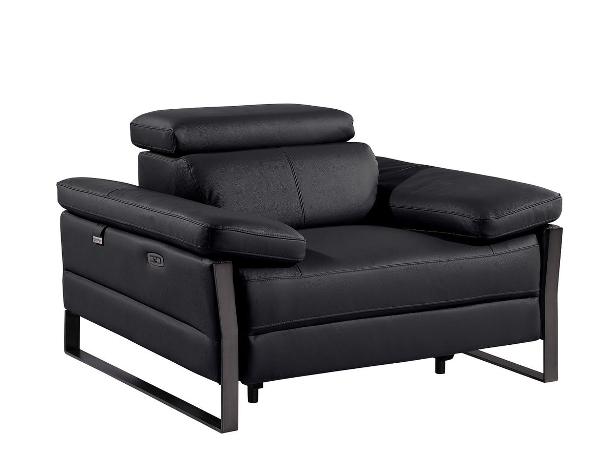 1246 Divanitalia Modular Power Triple Reclining Sofa, Console Loveseat, and Chair Set with Power Headrests - Top Grain Italian Leather - Black - SKU 1246-BLACK-7.6-HT-3PC - view 9