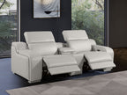 1116 Divanitalia 3-Piece Modular Power Reclining Console Loveseat in Top Grain Italian Leather with 2 Power Recliners & Power Headrests