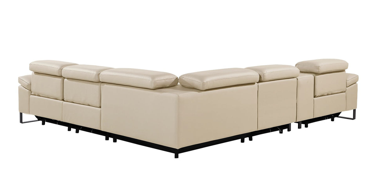 1246 Divanitalia 6-Piece L-Shaped Modular Power Reclining Sectional Sofa with 3 Power Recliners and Power Headrests - Top Grain Italian Leather - Beige - SKU 1246-BEIGE-6PC-3PWR-SECTIONAL - view 8