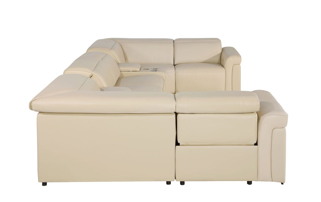 1126 Divanitalia 8-Piece U-Shaped Sectional Sofa in Top Grain Italian Leather with 4 Power Recliners & Power Headrests