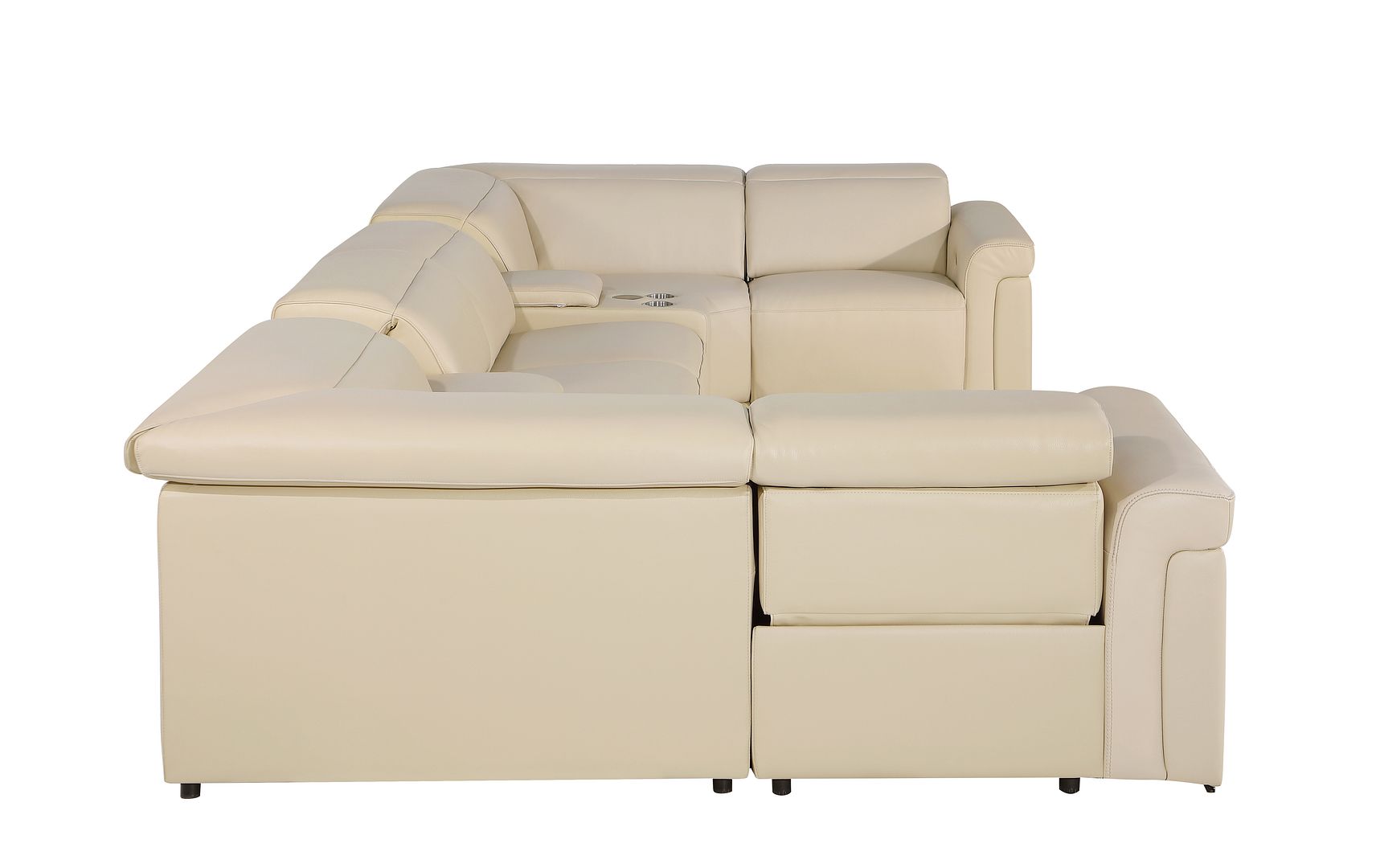 1126 Divanitalia 8-Piece U-Shaped Sectional Sofa in Top Grain Italian Leather with 4 Power Recliners & Power Headrests