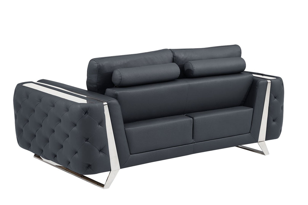 1050 Divanitalia 2-Piece Sofa Set in Top-grain Italian Leather - Dark Grey - SKU 1050-DK-GRAY-3PC - view 9