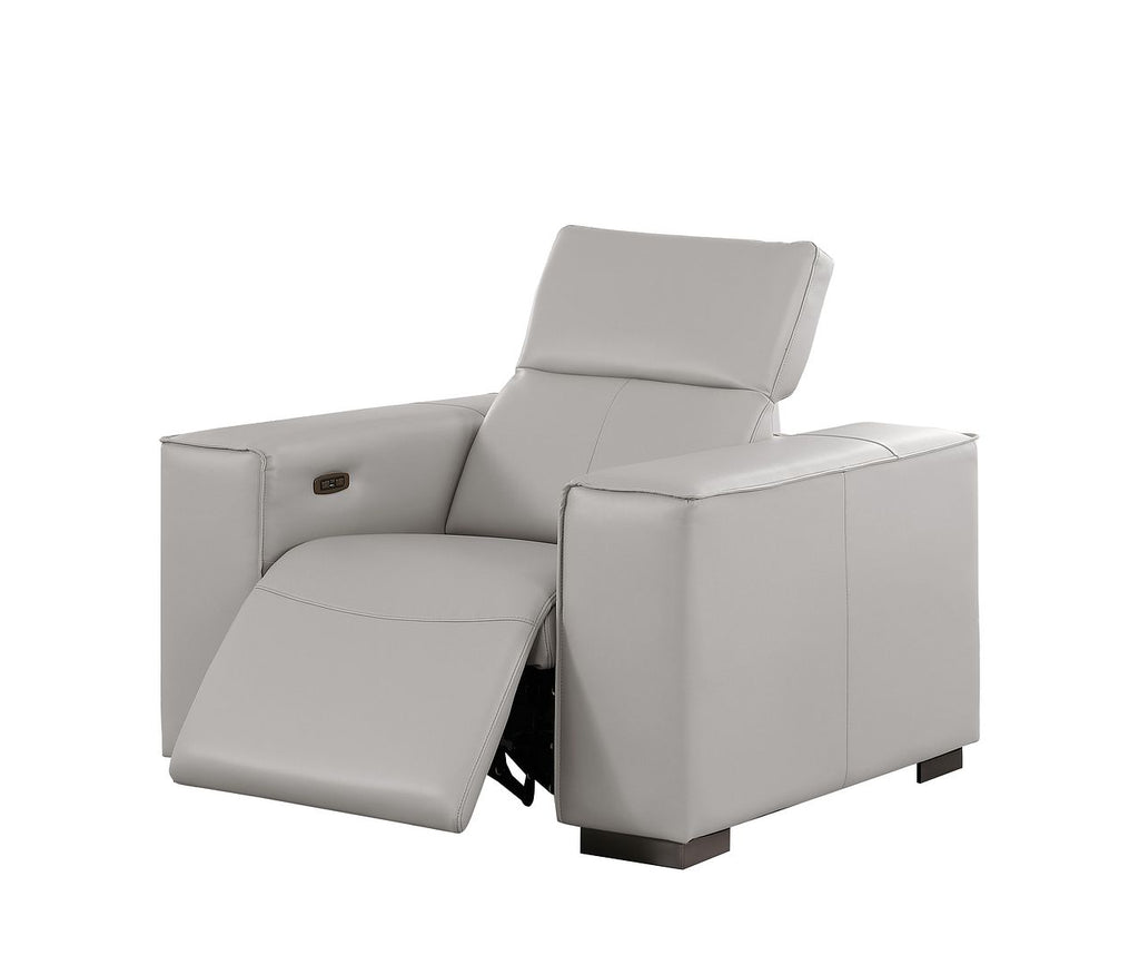 1208 Modular Leather Set with 5 Power Recliners & Power Headrests - Light Grey - SKU 1208-LT-GREY-7.5-HT-3PC - view 10