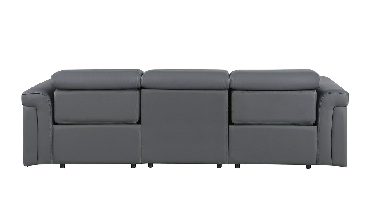 1126 Divanitalia 3-Piece Modular Power Reclining Sofa in Top Grain Italian Leather with 2 Power Recliners & Power Headrests - Dark Grey - SKU 1126-DK_GREY-3.2-S-HT - view 7
