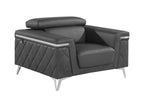 1140 Divanitalia 3-Piece Sofa Set with Adjustable Headrest in Top-grain Italian Leather - Dark Grey - SKU 1140-DK-GREY-3PC - view 10
