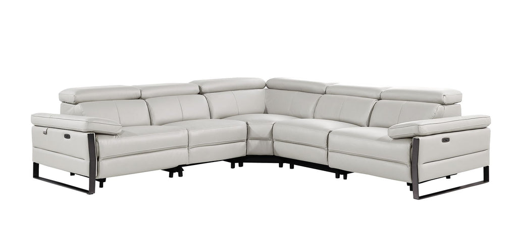 1246 Divanitalia 5-Piece L-Shaped Modular Power Reclining Sectional Sofa with Power Headrests - Top Grain Italian Leather - Light Grey - SKU 1246-LT-GREY-5PC-3PWR-SECTIONAL - view 3