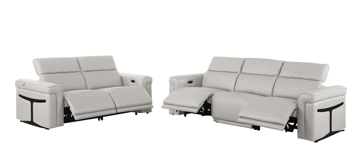 1126 Divanitalia 5-Piece Modular Power Reclining Sofa and Loveseat Set in Top Grain Italian Leather with 4 Power Recliners & Power Headrests - Light Grey - SKU 1126-LT_GREY-5.4-HT-2PC - view 4