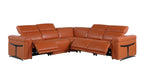 1126 Divanitalia 5-Piece L-Shaped Sectional Sofa in Top Grain Italian Leather with 3 Power Recliners & Power Headrests - Camel - SKU 1126-CAMEL-SEC-5PC-3PWR-SECTIONAL- GROUP - view 3