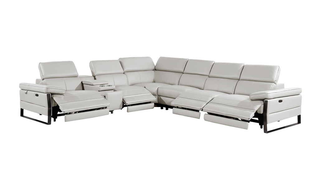 1246 Divanitalia 7-Piece L-Shaped Modular Power Reclining Sectional Sofa with 4 Power Recliners and Power Headrests - Top Grain Italian Leather