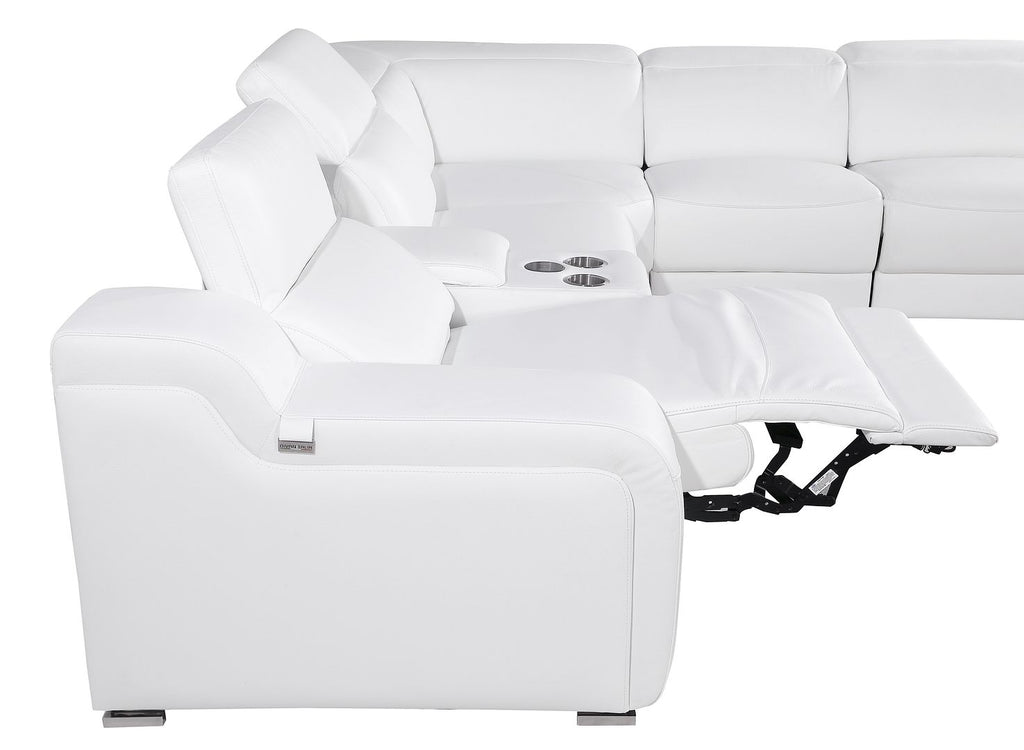 1116 Divanitalia 8-Piece U-Shaped Sectional Sofa in Top Grain Italian Leather with 2 Power Recliners & Power Headrests