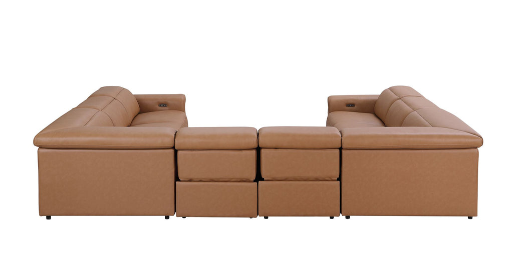 1126 Divanitalia 8-Piece U-Shaped Sectional Sofa in Top Grain Italian Leather with 4 Power Recliners & Power Headrests