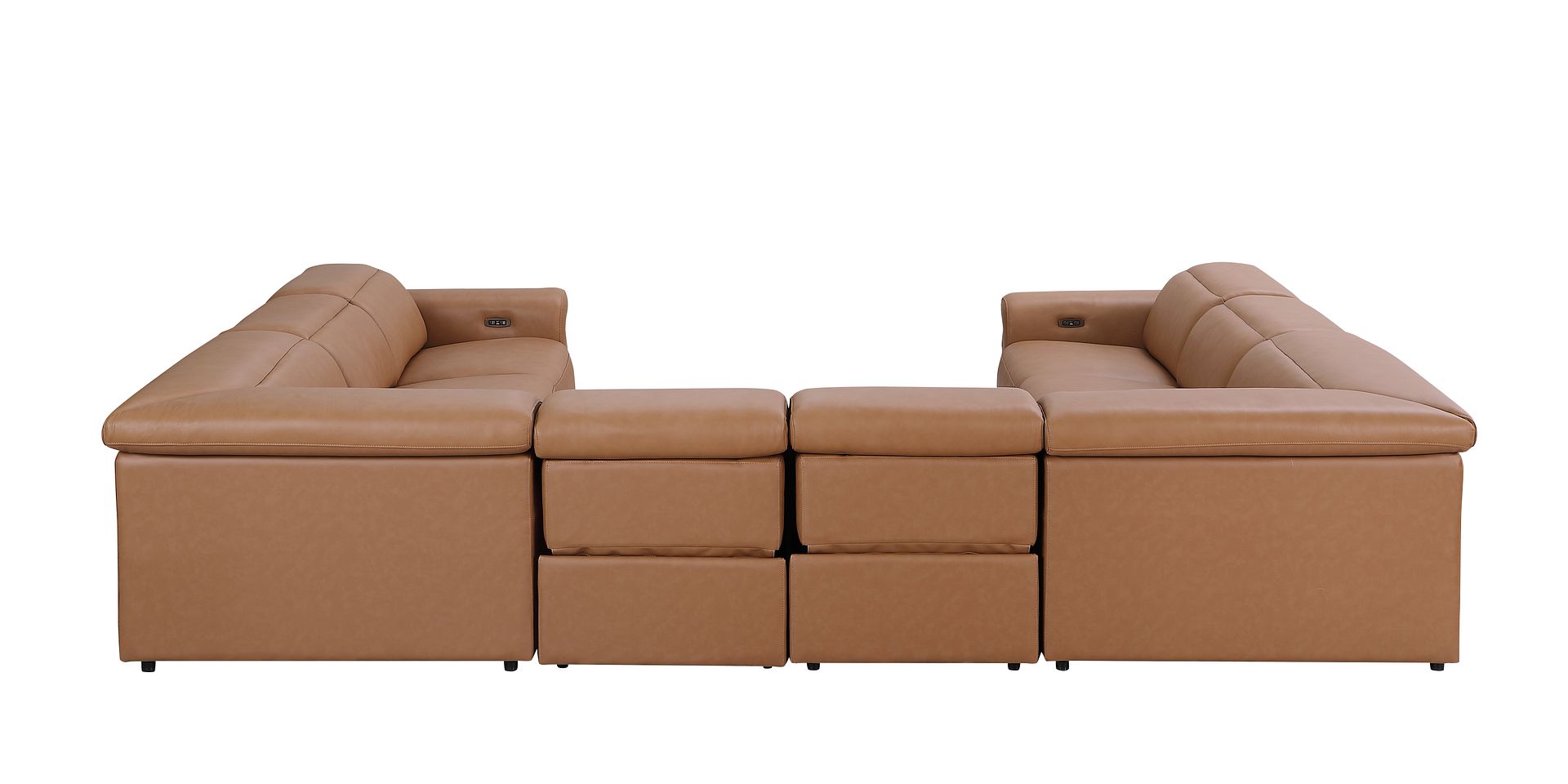 1126 Divanitalia 8-Piece U-Shaped Sectional Sofa in Top Grain Italian Leather with 4 Power Recliners & Power Headrests
